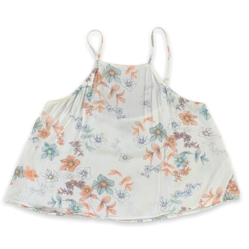 3/$20 Kendall and Kylie women's white sheer floral print cropped tank top Small